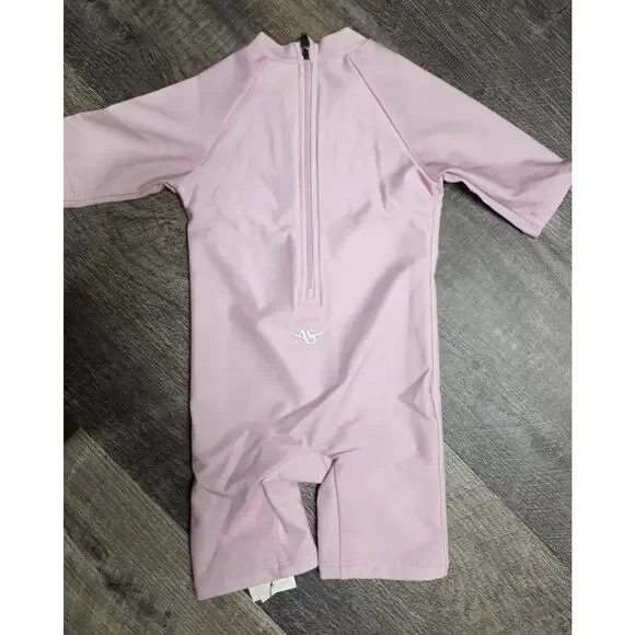 Angel Season Baby Girl Rash Guard Pink 6-12M Long Sleeve Swim Shirt Cherry New - Picture 2 of 3